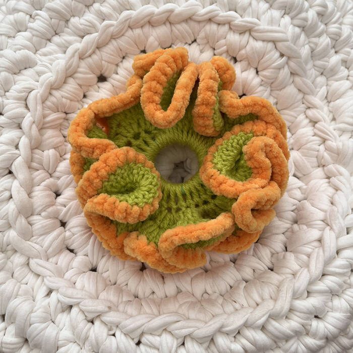 Green and Orange Jumbo Scrunchie