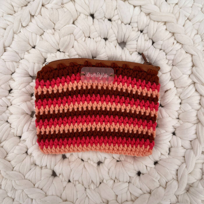 Brown and Pink Stripe Purse