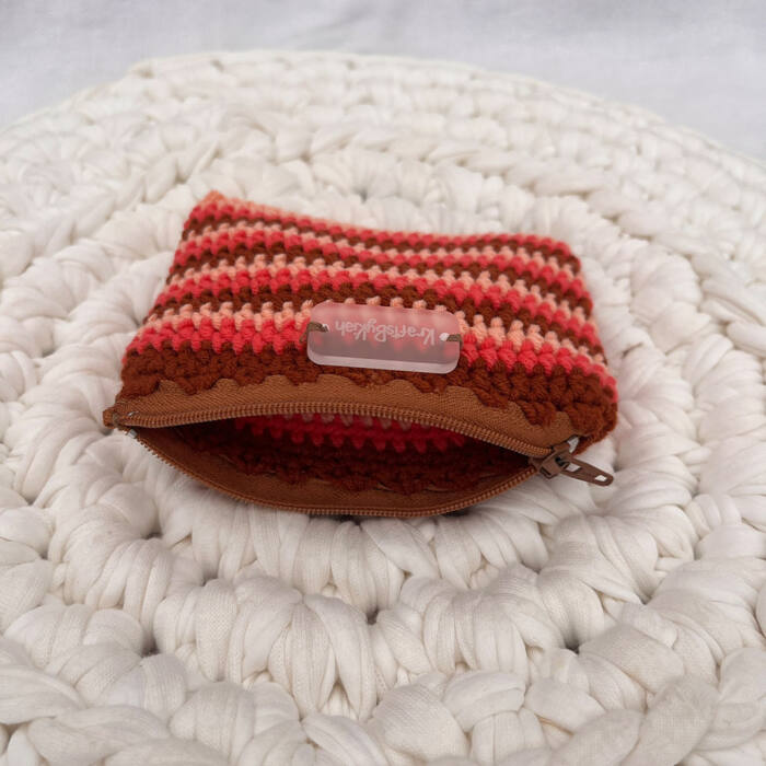 Brown and Pink Stripe Purse - Image 2