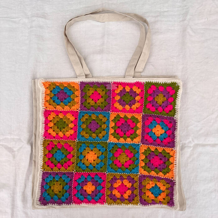 Neon Granny Square Tote Bag