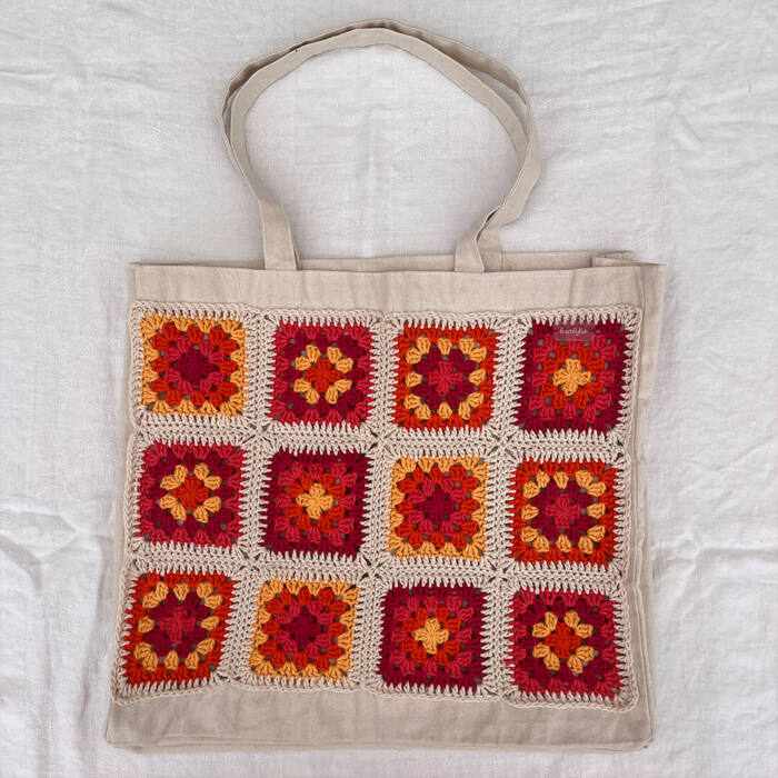 Sunset Granny Square Tote Bag