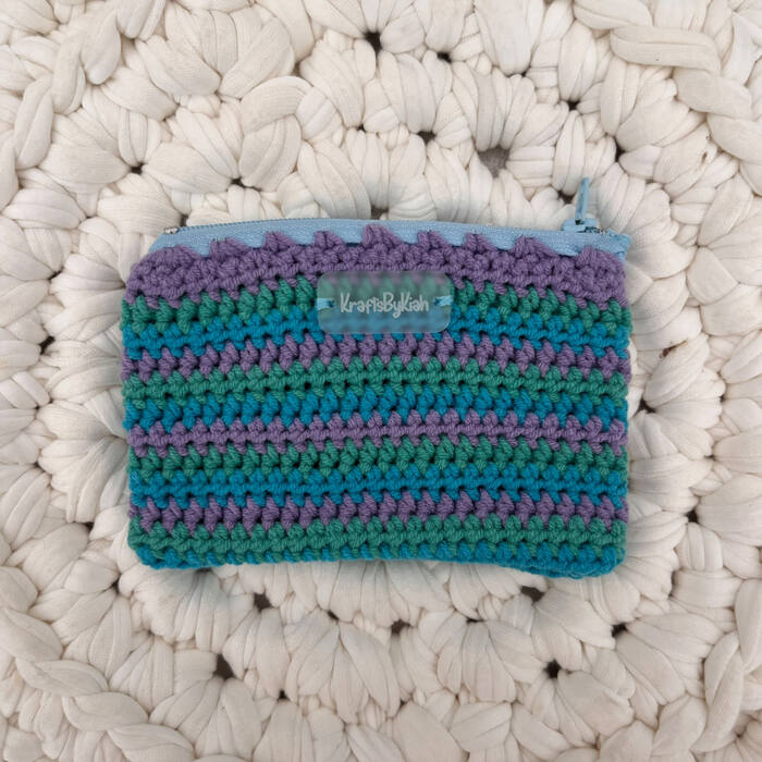 Turquoise and Lilac Stripe Purse