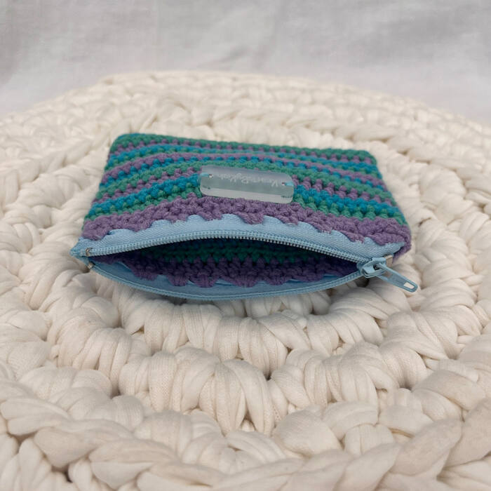 Turquoise and Lilac Stripe Purse - Image 2